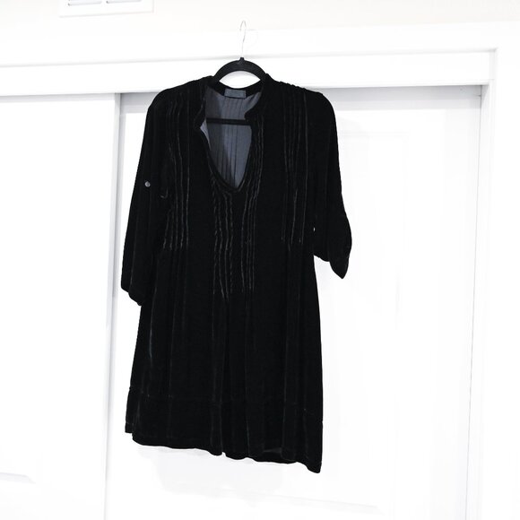 CP Shades Size XS Velvet Roll Sleeve V-Neck Boho Blouse - Picture 3 of 9